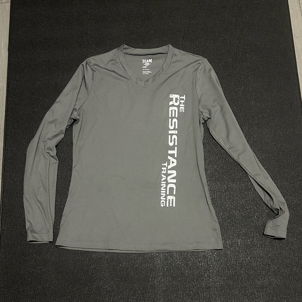 Gray Long Sleeve Tee with White Print